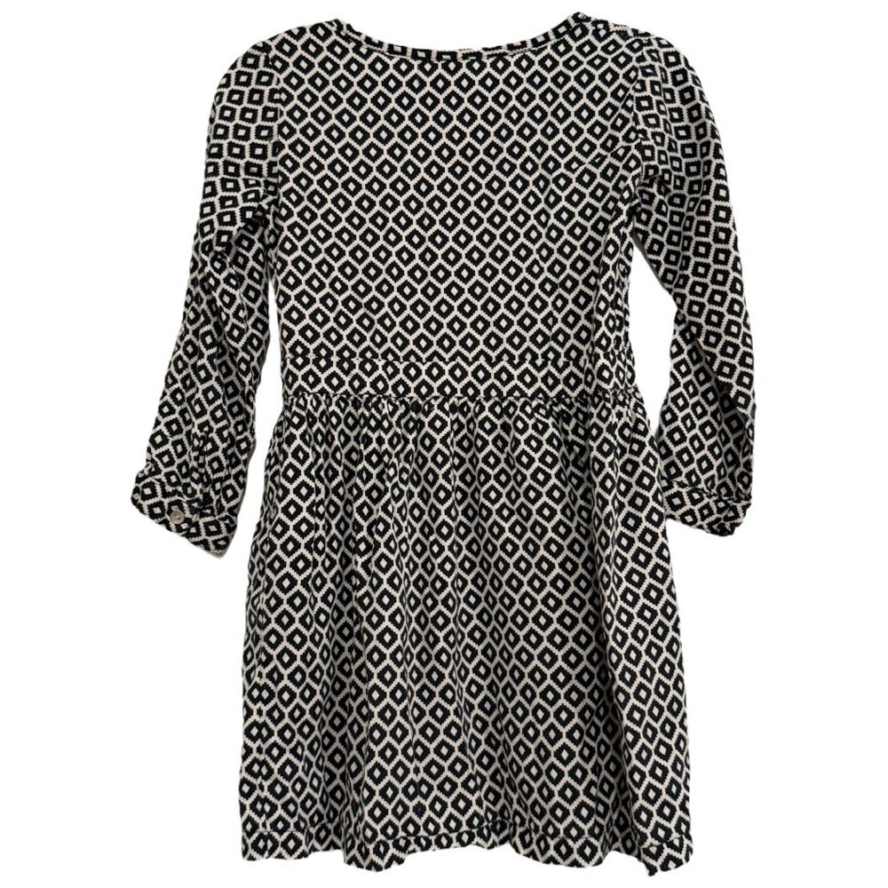Carter’s Toddler Girl Black White Diamond Print Dress 5T Long Sleeve - Picture 2 of 6